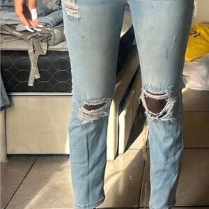 Distressed Light Blue Jeans